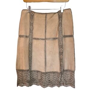 Vintage Danier crochet patchwork leather‎ skirt